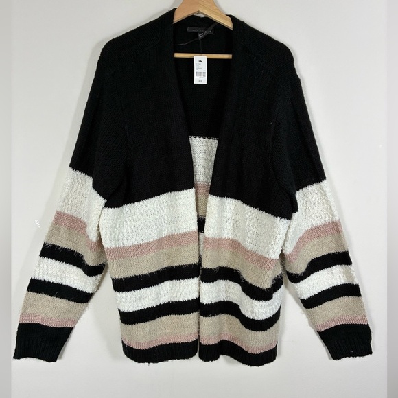Lane Bryant Cardigan 26/38 Multi-Yarn Striped Fuzzy - Picture 4 of 12